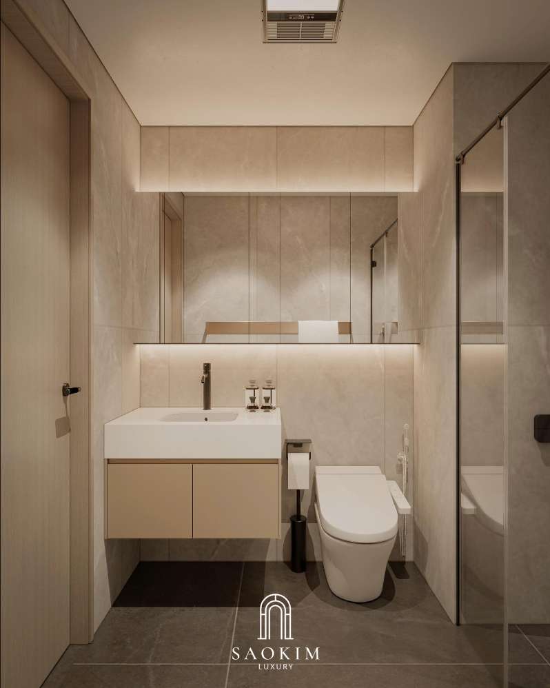 Không gian phòng tắm, wc phong cách trẻ trung, hiện đại trong thiết kế chung cư The Zenpark